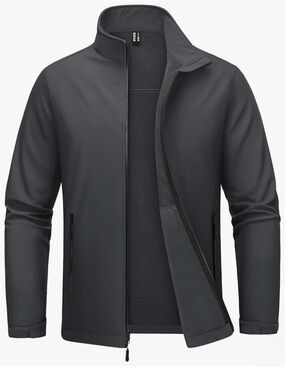 Men's Charcoal Softshell Jacket - Lightweight Coat